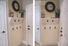 there are two pictures of the same room in this house, one is white and the other has black knobs on it