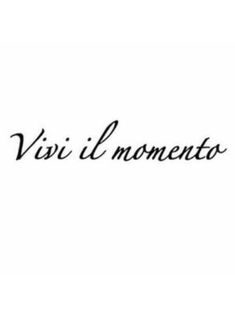 the word vivi l'momento written in black ink on a white background