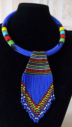 ON SALE Blue Beaded Necklace - African Jewelry - Maasai Necklace - Tribal Jewelry - Zulu Necklace - Zulu Necklace, Xhosa Attire, Elegant Statement Necklace, Key Charm Necklace, African Beads Necklace, Seashell Bracelet, Cowrie Shell Necklace, Necklace African, Wholesale Necklaces