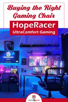 a gaming room with the text buying the right gaming chair, upperracer ultra comfort gaming