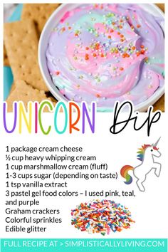 unicorn dip recipe with text overlay