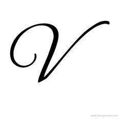 the letter v in cursive writing is black and white with swirls on it