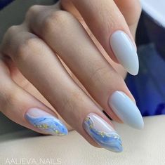 Fantastic Nails, Classy Acrylic Nails, Blue Nail, Oval Nails, Elegant Nails