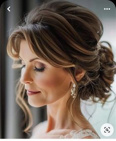 Loose Updo Wedding Mother Of The Bride, Loose Wedding Updo, Tease Hair, Mother Of Bride Makeup, Loose Bun, Bride Updo