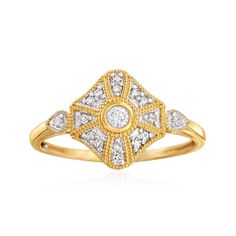 a yellow gold ring with white diamonds