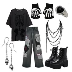 Alt Aesthetic Outfits, Grunge Punk Outfits, Emo Outfit, New Rock, Grunge Goth, Tokio Hotel