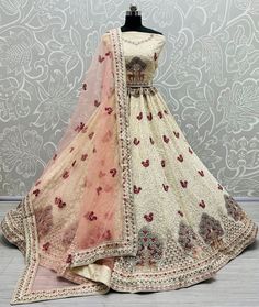 Semi-stitched Art Silk Gown With Intricate Embroidery, Semi-stitched Art Silk Gown With Embroidery, Traditional Drape Semi-stitched Embroidered Gown, Embroidered Semi-stitched Gown With Traditional Drape, Traditional Gown With Intricate Embroidery For Diwali, Bollywood Gown With Pallu For Traditional Ceremonies, Semi-stitched Gown With Intricate Embroidery For Festivals, Resham Embroidered Gown For Traditional Ceremonies, Gown With Resham Embroidery For Traditional Ceremonies