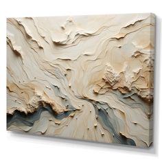 an abstract wood wall art piece with white and beige paint on the bottom half of it