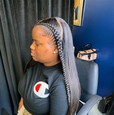 @braidsby_nish on Instagram: “2 braids w/quick weave 💅🏽❗️ Hair: @myprettybundles_eastpointe #detroitbraider CLICK LINK IN BIO TO BOOK❗️” Quick Weave Hair, Body Wave Weave Hairstyles, Weave Hairstyles Braided, 2 Braids, Sew In Hairstyles, Weave Hair, Braided Ponytail Hairstyles