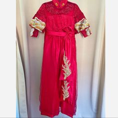 New Luxury Chinese Traditional Wedding Red Oriental Evening Dresses Size 2xl Waist 77-78 Cm Bust* 93-94cm *Bust Is Little Bit Small Than Other Evening Dress Red Short Sleeve Wedding Dress, Festive Red Dress For Banquet, Red Long Cheongsam For Wedding, Long Red Cheongsam For Wedding, Red Fitted Cheongsam For Traditional Ceremonies, Red Long Dresses For Banquet, Red Fitted Dress For Ceremony, Red Ao Dai For Banquet And Festive Occasions, Red Ao Dai For Festive Banquet