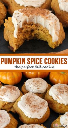 Looking for Fall Cookies?  You gotta try these delicious Pumpkin Spice Cookies - they really are the Best Fall Cookie you've ever tried.  Soft cookies, frosted with yummy Cream Cheese frosting, your family will ask you to make these cookies again and again.  Plin this easy to make Fall Cookie Recipe for later and follow us for more cookie recipes.  #FallCookies #FallCookieRecipe #FallBakingIdeas Cookies With Cinnamon, Fall Cookie Recipes, Cinnamon Cream Cheese, Soft Cookies, Pumpkin Spice Cookies, Cinnamon Cream Cheese Frosting, Crinkle Cookies, Fall Cookies, Spice Cookies