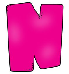 the letter n is made up of pink paper and has holes in the middle to make it