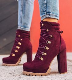 Shop “EMPIRE” now. || misslola.com Kasut Wanita, Heel Boots For Women, Short Suede Boots, High Heel Stiefel, Lace Up High Heels, Boots For Short Women, Suede High Heels