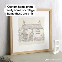 a frame with the words custom home print family home or college home there are a hit