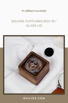 square cufflinks box w / glass lid for men's jewelry and watches