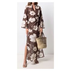 Price Firm. I Am Not Taking Offers. Tory Burch Long Printed Daisy Caftan. Nwt. Size Xs. Color- Brown. Retail- $358 Length- 58” Armpit-Armpit Laying Flat- 15”-20” Waist (Laying Flat On 1 Side)- 7” Pulled All The Way, 19” Not Pulled At All. Slightly Sheer. Perfect For A Swimsuit Underneath Or A Short Slip. I Can Provide A Slip If U Mention It When Purchasing. Elegant Beige Kaftan For Vacation, Katherine Dress, White Smocked Dress, Grecian Gown, Maxi Shift Dress, Drape Maxi Dress, Tie Maxi Dress, Tory Burch Dress, Strapless Maxi Dress