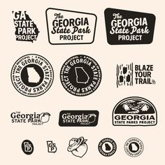 various logos and stickers for the state park project, which is being used to promote local