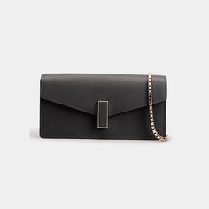 Leather Evening Bag With Chain, Modern Formal Shoulder Bag With Chain Detail, Modern Formal Shoulder Bag With Chain, Elegant Formal Bags With Chain Detail, Rectangular Flap Bag With Chain For Evening, Elegant Rectangular Wallet On Chain With Gold-tone Hardware, Leather Evening Clutch With Chain, Formal Rectangular Wallet On Chain, Formal Clutch Bag With Chain