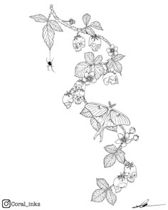 the letter s is made up of flowers and leaves, with butterflies on each side