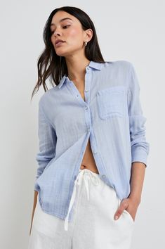 DETAILS |Lightweight, breezy, and breathable, this chic classic is a must-have for everyday elevated comfort. Made from organic cotton gauze, this button-down shirt features a single patch pocket at chest, natural shell buttons and a classic fit.100% Organic Cotton.Imported.SUSTAINABILITY |The organic cotton used to make this garment was grown without the use of harmful pesticides or fertilizers which are damaging to the environment. THE ECO COLLECTION |We are proud to introduce our Eco Collecti Shell Buttons, Eco Friendly Fabric, Pesticides, Patch Pocket, Sustainability, Must Haves, Button Down Shirt, Organic Cotton, The Incredibles