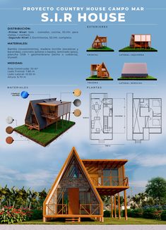 #infografia #casa #arquitectura #plano #campo #3d Triangle House, Barndominium Ideas Exterior, Cottage Style House Plans, Architecture Model House, Small House Design Plans, Building Homes, Unique House Design