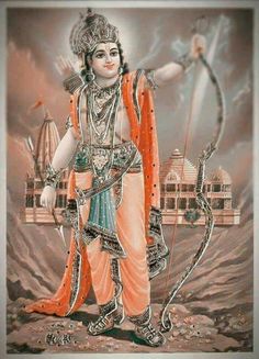 lord rama with bow and arrow in his hand