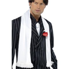 Let us make you an offer you can't refuse. This luxurious white scarf is perfect for draping the soldiers of a 1920's New York crime boss! Add a dapper touch to your 20's gangster costume and have a roaring good time at your next prohibition party! 1920s Dress Up, Aviator Costume, 1920s Fancy Dress, 1920s Costume, Gangster Style, Mens Fancy Dress, Scarf With Tassels, 1920 Fashion