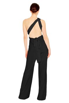 Our convertible Jumpsuit is perfect for the bridal party, rehearsal dinner, brunch, work and anywhere in between. It features our signature convertible wrap top and can be tied over 15 different ways. Two sizes fits all—size A fits US 0-12 and size B fits a US 14-24 Standard Length Measures 47" long. Please inquire about extra length options Fabric: Luxurious Poly-Spandex Jersey Care: Dry-clean or Machine Wash Cold. Hang Dry. Steam Only, Do Not Iron Made in the USA Please see our FAQ for informa