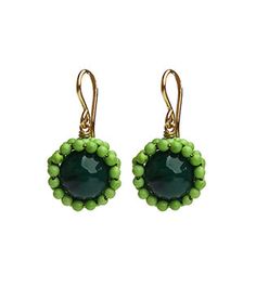 Viv&Ingrid Sunflower Earrings in Apple Jasper & Green Onyx (As Seen on the Today Show!) vivandingrid.com #todayshow Green Onyx Stone, Garden Shower, Sunflower Earrings, Christmas Handmade, 12 Days Of Christmas, Green Onyx, Onyx Stone