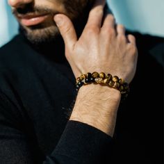 Men's TIGER EYE Beaded Bracelet Brown Stones Men's - Etsy Brown Stone Bracelet As Gift, Brown Stone Bracelet As A Gift, Brown Stone Bracelet For Gift, Rondelle 8mm Bead Bracelets As Gifts, Beaded Tiger, Men Bracelet, Tiger Eye Bracelet, Personal Power, Tiger Eye Beads