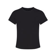 RELAXED TEES SHRUNKEN T-SHIRT | ONYX Snow Light, Onyx Colour, Black Tee Shirt, T Shorts, Logo Label, Comfy Shorts, Long Tshirt, Black Rib, Black T Shirt