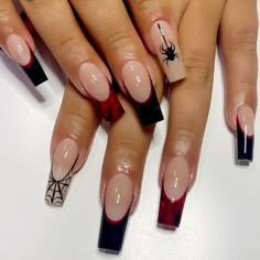 Halloween Acrylic, Halloween Fest, Long Press On Nails, Halloween Press On Nails, Halloween Acrylic Nails, Nagel Tips, Summer Nail Art, Spider Webs, Halloween Nail Designs