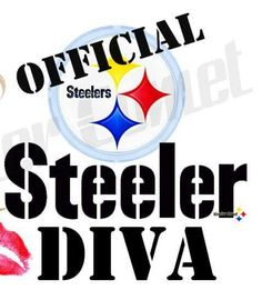 the official steeler diva logo is shown in black and white with an american flag painted on it