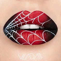 Fantasy Make-up, Lip Art Makeup, Lipstick Designs, Nice Lips, Lipstick Art, Spider Webs, Crazy Makeup, Lip Designs