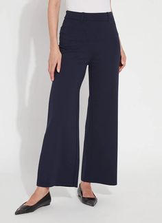 Erin Hi Waist Wide Leg Ponte in Navy Indulge in luxury with our Erin Hi Waist Wide Leg Ponte in Navy. Made from 4-way stretch Lightweight Ponte, these high-waisted pants offer a concealed patented waistband, back patch pockets, and topstitching for a comfortable and stylish fit. The extra-wide leg without side seams, cropped ankle length, and raw-edge hem add a touch of sophistication to your wardrobe. Beach Wedding Black, Wedding Dress With Veil, Long Sleeve Dress Formal, Knit Denim, Ponte Pants, Back Patch, Wide Leg Denim, Event Dresses, Beach Dresses