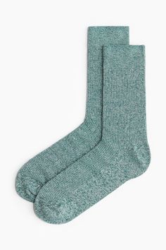 Rib-knit socks in cotton-blend fabric with elasticized tops. Cotton Plant, Knit Socks, Mens Socks, Socks Women, Knitting Socks, Natural Fibers, Rib Knit, H&m, Cotton Blend