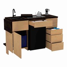 an image of a desk with drawers and sink