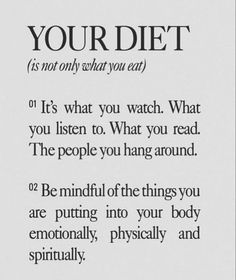 a poem written in black and white that says, your diet is not only what you eat