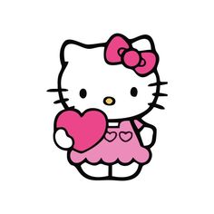 a hello kitty holding a heart in her hands