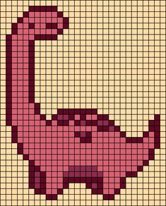 a cross stitch pattern with an image of a pink dinosaur