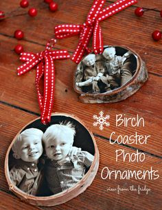 an ornament with two small children in it