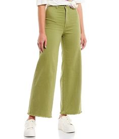 Billabong Free Fall High Rise Wide Leg Pants | Dillard's High Rise Pants With Frayed Hem For Fall, Green Stretch Wide Leg Jeans, Casual Mid-rise Wide Leg Pants With Frayed Hem, Stretch Pants With Frayed Hem For Fall, Casual High Rise Wide Leg Pants With Frayed Hem, Mid-rise Pants With Frayed Hem For Fall, Frayed Hem Cropped Wide Leg Pants For Fall, Cropped Wide Leg Pants With Frayed Hem For Fall, High Rise Cotton Wide Leg Pants With Frayed Hem