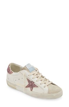 Pink Glitter Sneakers For Streetwear, Pink Golden Goose, Summer Trainers, Pretty Shoes Sneakers, Glitter Sneakers, Cute Nike Shoes, Golden Goose Sneakers, Luxury Sneakers, Shoe Inspo