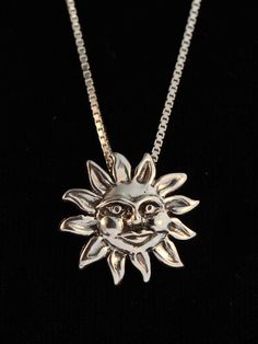 Sun Necklace Sun Charm Silver Medium Sun Pendant Sun Jewelry Celestial Jewelry Celestial Necklace Si Magic Jewelry, Sun Jewelry, Dragon Logo, Magic Dragon, Magic Charms, Necklace Sun, Sun Charm, Happy Sun, Sun Necklace