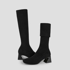 Rebecca Pro Square-Toe Water-Repellent Wool Knee High Boots in Black | VIVAIA Black Knee High Boots, Black Knees, Boots Knee, Oversized Shirt, First Order, Favorite Jeans, Cleaning Clothes, Knee High Boots, High Boots