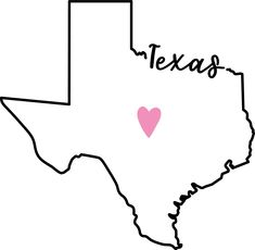 the outline of texas with a heart on it