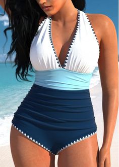 Color:Navy;Size:S;Size:M;Size:L;Size:XL;Size:XXL;Bra Style:Padded;Support:Wire Free;Pad Style:Removable;Strap Style:Adjustable;Package Contents:1 X One Piece Swimwear;Occasion:Sport; Swimsuits For Curvy Women, Navy One Piece, Summer Style Guide, Swimsuits Outfits, Navy Tie, Cute Bathing Suits, Bra Style, Black One Piece, Fashion Design Clothes