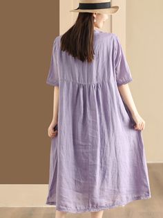 Women Summer Casual Solid Shirred Button Linen Dress HH019 – Gemi Glitz Caicos Islands, Linen Dress, Pitcairn Islands, British Indian, Summer Casual, Dresses