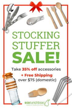 an advertisement for the stocking stuff sale with utensils, spoons and forks