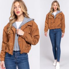 New, Trendy Camel Brown Solid Color Corduroy Jacket Featuring: Button Closure & Derail, Inside Grey Hooded Material & Cuffed Bottoms. Perfect Outwear For Your Fall Fashion Wardrobe. Available In Sizes S-L. Size S (4-6) Size M (8-10) Size L (12-14) 100% Polyester Length: 31" Ships In 6-8 Days Trendy Brown Outerwear With Corduroy Collar, Cheap Brown Corduroy Outerwear, Fall Single-breasted Corduroy Outerwear, Brown Long Sleeve Outerwear, One Size, Brown Single-breasted Long Sleeve Utility Jacket, Brown Single-breasted Corduroy Outerwear, Purple Blazer, Black Wool Blazer, Zara Blazer